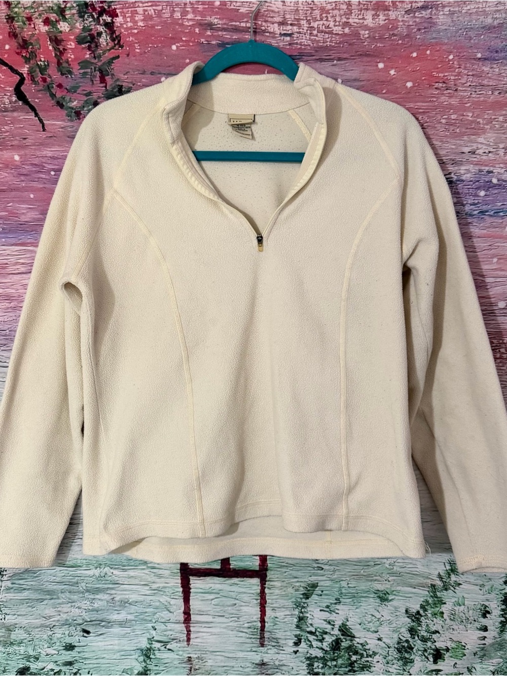 Cream Quarter-Zip Fleece Pullover
